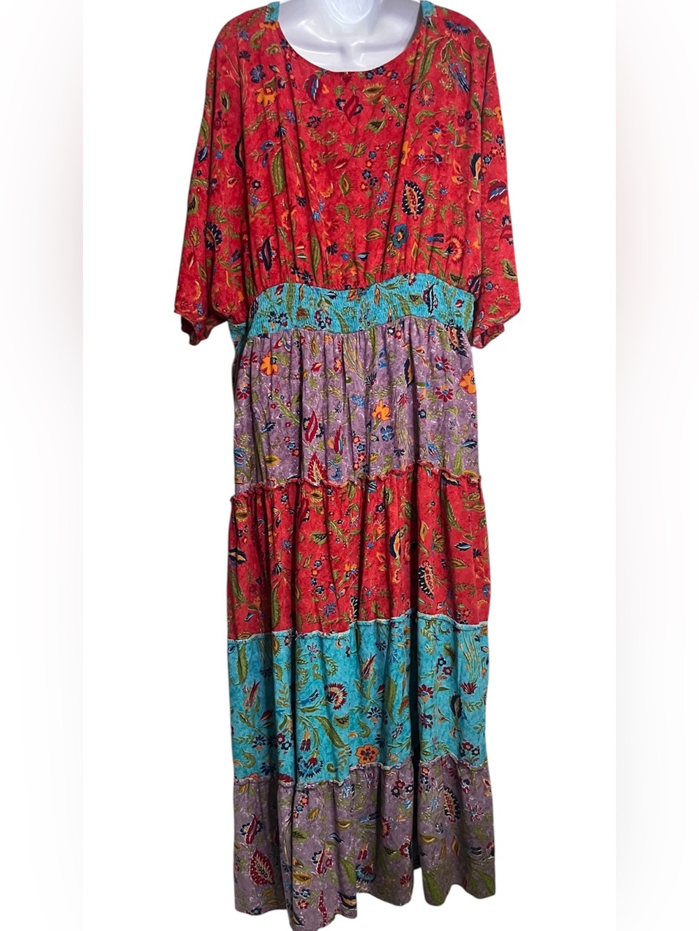 Avenue Plus Size Daisy Boho Tiered Maxi Dress Sz 26/28 - Picture 7 of 14
